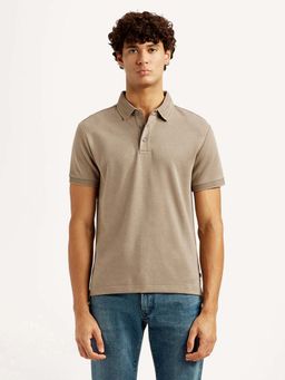 Levi's - Men Solid Beige Slim Fit Polo T-shirt