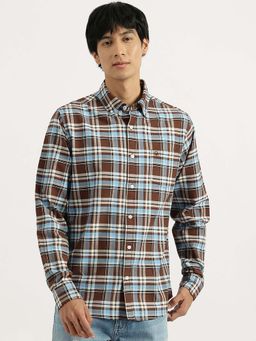 United Colors of Benetton - Men Brown Regular Fit Checks Oxford Shirt