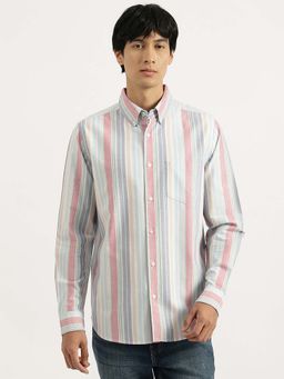 United Colors of Benetton - Men Multi-Color Regular Fit Vertical Striped Oxford Shirt