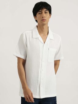 United Colors of Benetton - Men White Relaxed Fit Textured Shirt