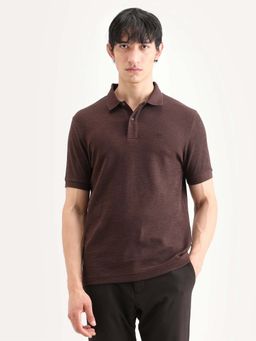 Rare Rabbit - Men Brown Cotton Regular Fit Polo T-shirt