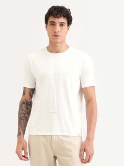 Rare Rabbit - Men Off White Typography Printed T-shirt