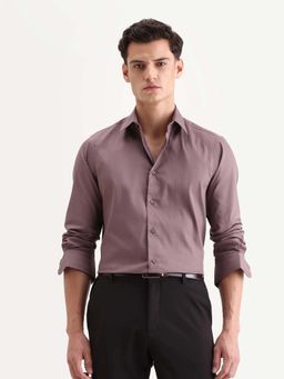 Rare Rabbit - Men Mauve Textured Regular Fit Shirt