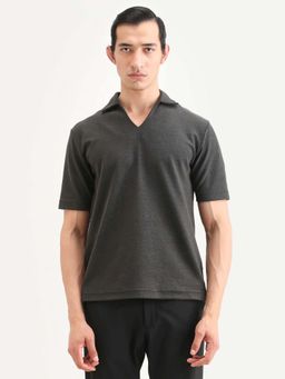 Rare Rabbit - Men Grey Solid Regular Fit Polo T-shirt
