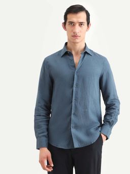 Rare Rabbit - Men Navy Blue Regular Fit Solid Shirt