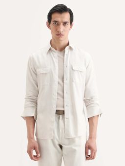 Rare Rabbit - Men Off White Regular Fit Solid Shacket