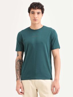 Rare Rabbit - Men Teal Solid Crew Neck T-shirt