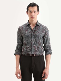 Rare Rabbit - Men Grey Regular Fit Paisley Printed Shirt