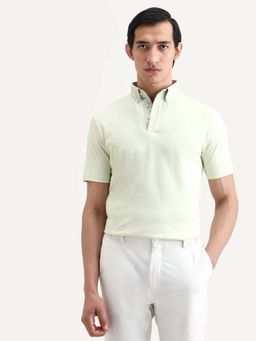 Rare Rabbit - Men Light Green Solid Regular Fit Polo T-shirt