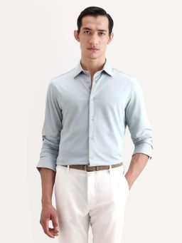 Rare Rabbit - Men Grey Solid Half Sleeves Regular Fit Shirt