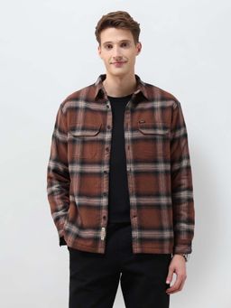 U.S. Polo Assn. Denim Co. - Men Brown Checked Loose Fit Shirt