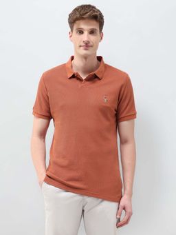 U.S. Polo Assn. Denim Co. - Men Rust Textured Slim Fit Polo T-shirt