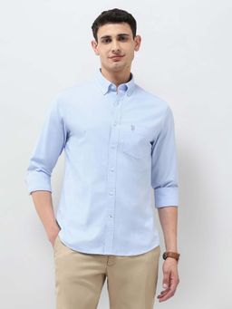 U.S. POLO ASSN. - Men Blue Tailored Fit Oxford Shirt