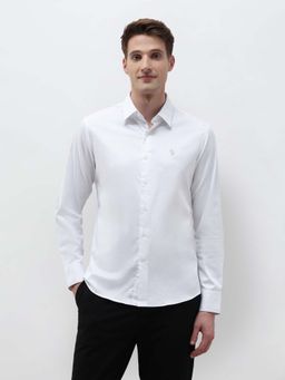 U.S. POLO ASSN. - Men White Tailored Fit Oxford Half Sleeves Shirt