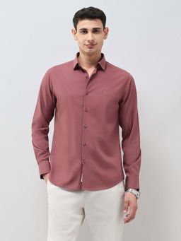 U.S. POLO ASSN. - Men Rose Pink Tailored Fit Oxford Half Sleeves Shirt