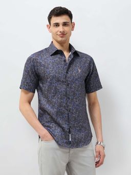U.S. POLO ASSN. - Men Blue All-Over Floral Printed Tailored Fit Shirt