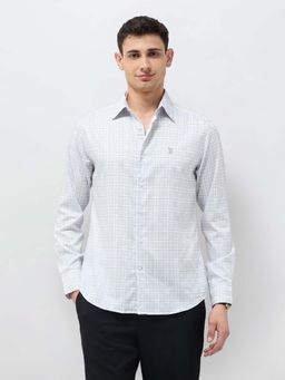 U.S. POLO ASSN. - Men Grey Checked Tailored Fit Shirt