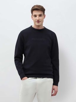 U.S. POLO ASSN. - Men Navy Blue Solid Regular Fit Sweatshirt