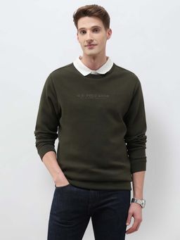 U.S. POLO ASSN. - Men Olive Solid Regular Fit Sweatshirt