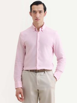 Rare Rabbit - Men Light Pink Cotton Fabric Regular Fit Shirt