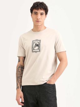 Rare Rabbit - Men Zuk Dusky Beige Graphic Printed T-shirt