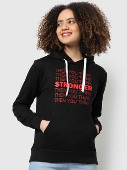 Campus Sutra - Women Black Printed Sweatshirt