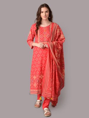 Women's Fuchsia Printed Kurta Set-BCMD-66-Fuchsia main image 1