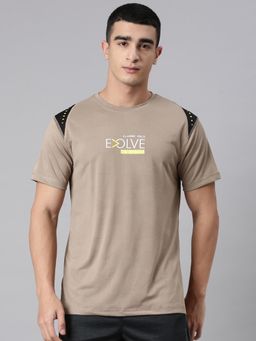 Classic Polo - Men's Brown Crew Neck Slim Fit Printed Polyester T-Shirt