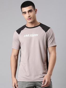 Classic Polo - Men's Mauve Crew Neck Slim Fit Typography Polyester T-Shirt