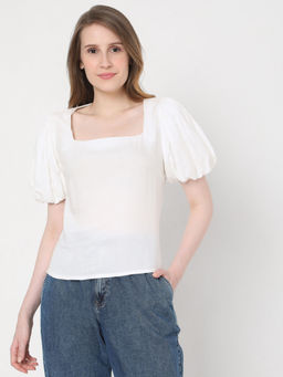 VERO MODA - Women Solid White Top