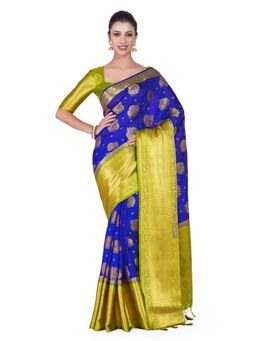 Mimosa - Silk Blue Saree With Blouse Piece