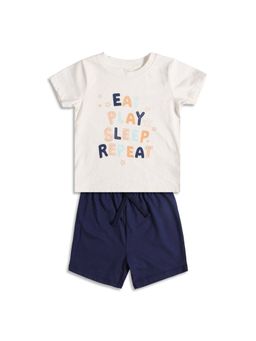 MINI KLUB - Cotton Half Sleeves Typography Printed T-Shirt with Shorts