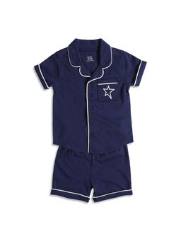 MINI KLUB - Cotton Half Sleeves Shirt with Shorts- Navy Blue