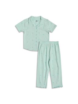MINI KLUB - Cotton Half Sleeves Hearts Printed Shirt with Pyjama- Sea Blue