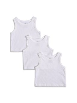 MINI KLUB - Boys Cotton Innerwear Vests-White (Pack of 3)