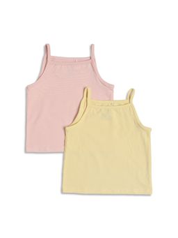 MINI KLUB - Girls Cotton Solid Camisoles-Pink and Yellow (Pack of 2)