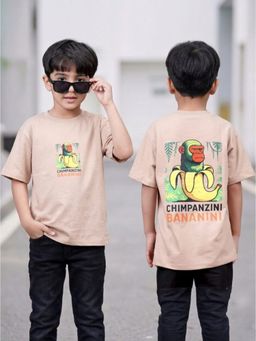 Tiny Bugs - Boys Printed Oversized T-Shirt-Beige