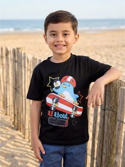 Tiny Bugs - Boys Printed Regular Fit T-Shirt-Black