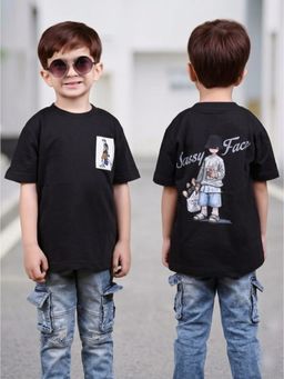 Tiny Bugs - Boys Printed Regular Fit T-Shirt-Black