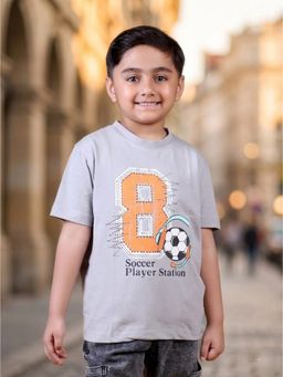 Tiny Bugs - Boys Printed Regular Fit T-Shirt-Grey