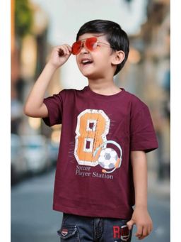 Tiny Bugs - Boys Printed Regular Fit T-Shirt-Maroon