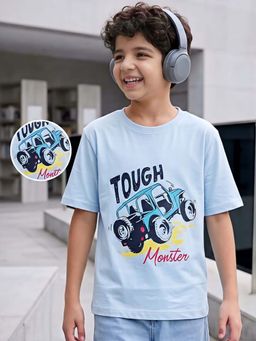 Tiny Bugs - Boys Printed Regular Fit T-Shirt-Sky Blue