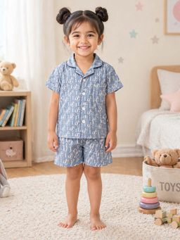 The Magic Wand - Cotton All Over Love Typography Shirt with Shorts-Grey
