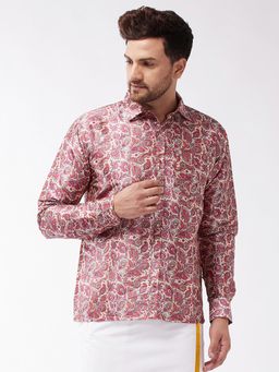 Vastramay - Mens Pink Silk Blend Ethnic Shirt