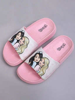 Kidsville - Kids Girls Pink Barbie Printed Sliders