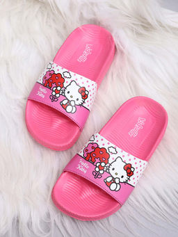 Kidsville - Kids Girls Pink Hello Kitty Printed Sliders
