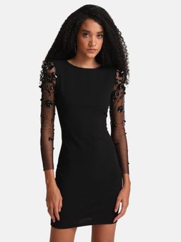 Kazo - Black Mini Dress With Embellished Sleeves