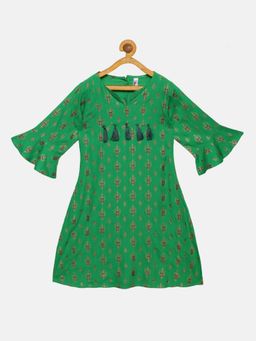 KiddoPanti - Girls Tassel Yoke Ethnic Kurta