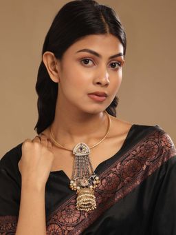 Nuyug - Blue Brass 18K Gold Plated Stones Necklace