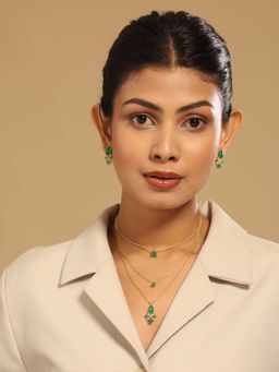 Nuyug - Green Brass 18K Gold Plated Stones Necklace